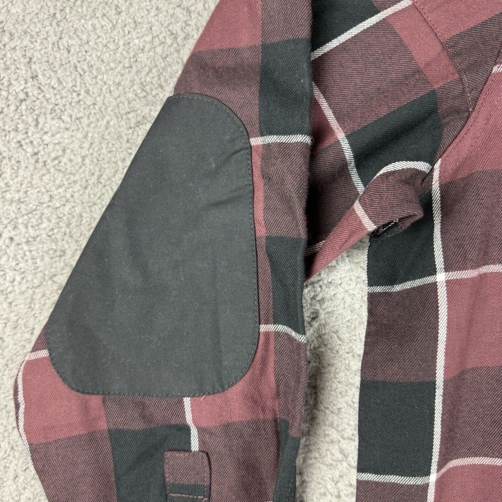 Wrangler ATG Flannel Shirt Mens Large Red Maroon Plaid Regular Fit Long Sleeve - Picture 5 of 14